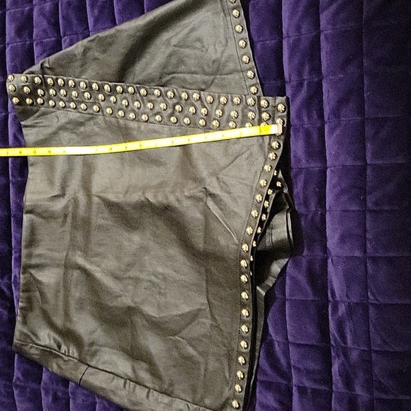 Black Faux Leather Studded Mini Skort - Picture 10 of 13